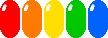 5 bunte Kapseln nebeneinander stehend