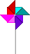 buntes Windrad rot türkis lila pink