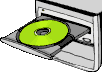 neongrüne CD liegt in CD-Laufwerk