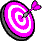 1 Dartpfeil mit pinker Feder in Dartscheibe pink weiß