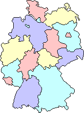 bunte Deutschlandkarte mit Bundesländergrenzen