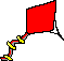 roter Rautendrachen an Drachenleine