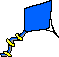 blauer Rautendrachen an Drachenleine