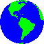 Erdkugel grüne Landmasse blaue Wasserfläche mit Nord- und Südamerika