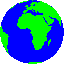 Erdkugel grüne Landmasse blaue Wasserfläche mit Europa und Afrika
