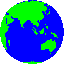 Erdkugel grüne Landmasse blaue Wasserfläche mit Asien und Australien