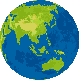 Erdkugel grüne Landmasse blaue Wasserfläche mit Asien und Australien