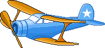 Flugzeug blau braune einmotorige Propellermaschine Doppeldecker
