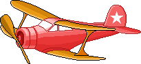 Flugzeug rot braune einmotorige Propellermaschine Doppeldecker