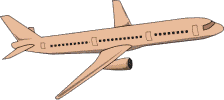 Flugzeug zweistrahlige braune Passagiermaschine im Flug von der Seite	