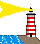 GIF-Bild Leuchtturm im Pixel-Style