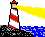 GIF-Bild Leuchtturm im Pixel-Style