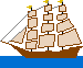 Segelschiff brauner Holzrumpf Dreimaster