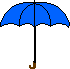 geöffneter blauer Regenschirm