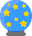 hellblaue Glaskugel mit gelben Sternen
